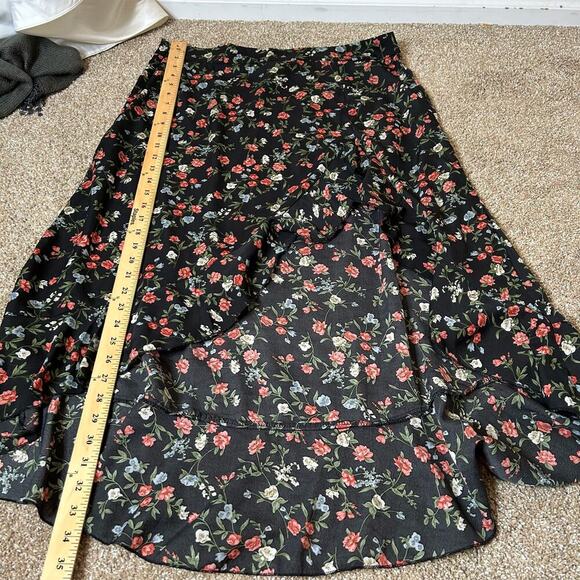 Shein Curve plus size skirt asymmetrical floral print high slit ruffle trim 0XL - Picture 6 of 8